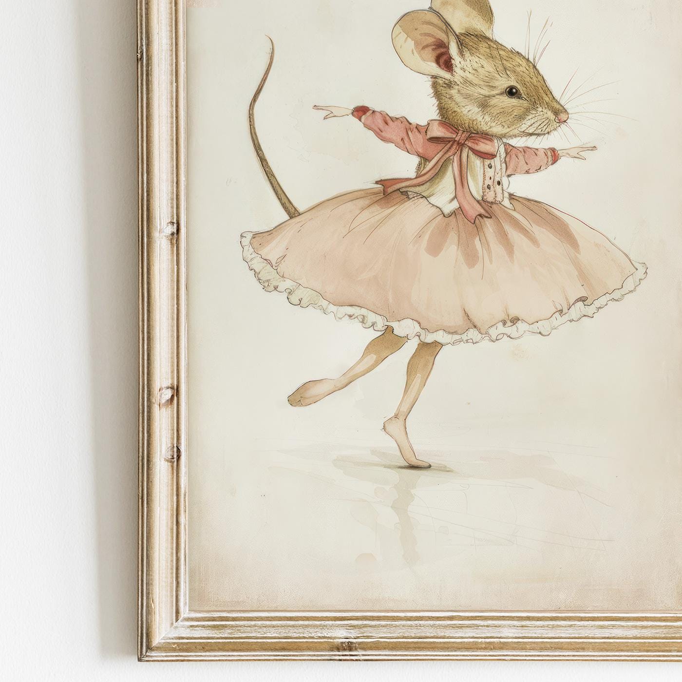 Ballerina Mouse Decor, Vintage Nursery Art, Girl Room Wall Print - WildfieldPrints