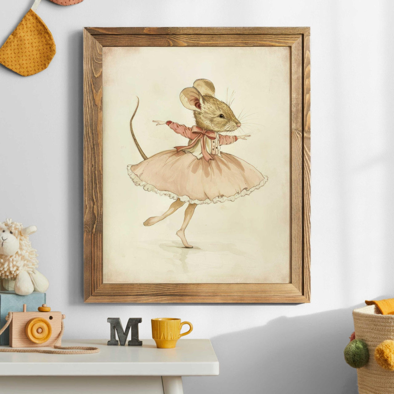 Ballerina Mouse Wall Art – Animal Girls Room Print