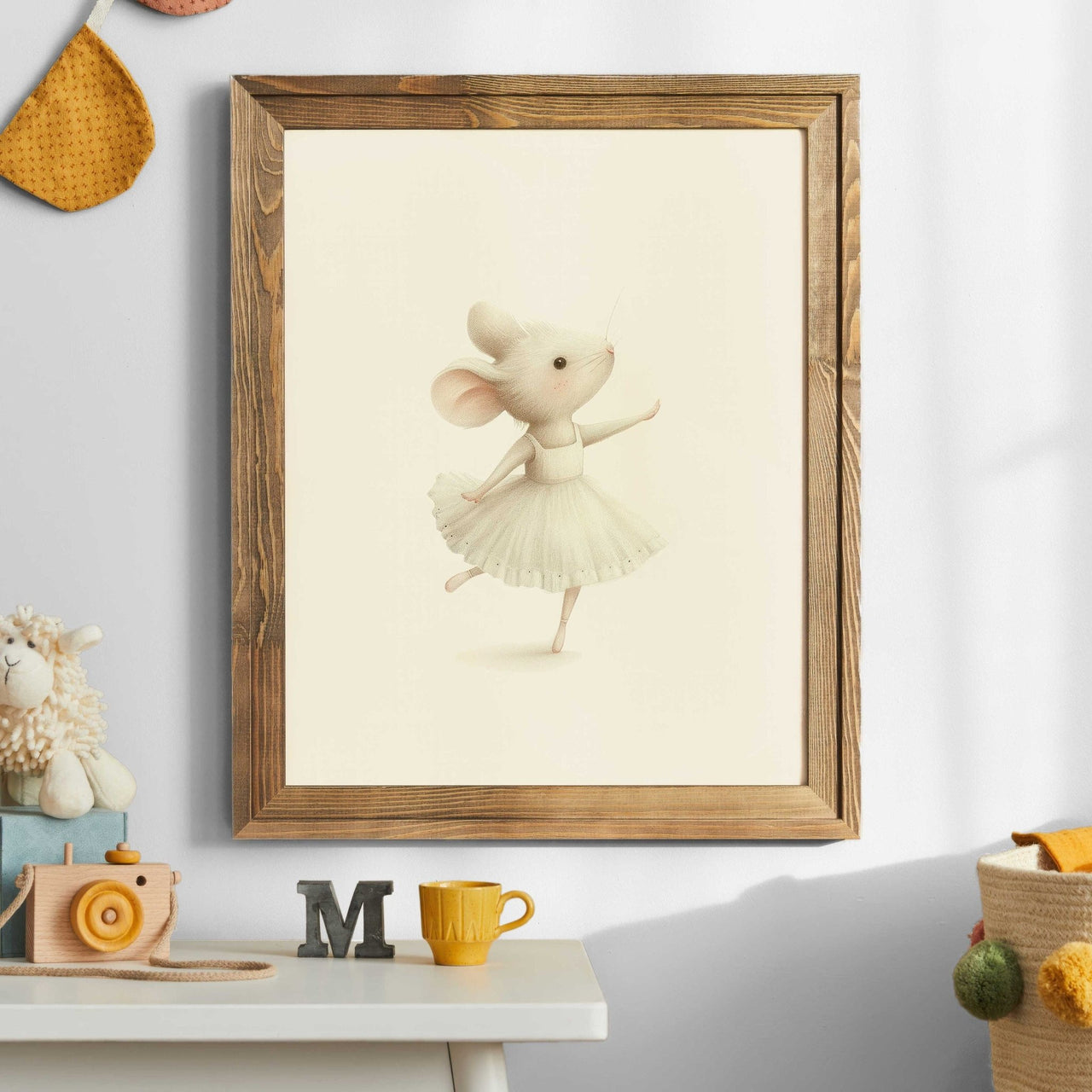 Ballerina Mouse Wall Art – Animal Nursery Print