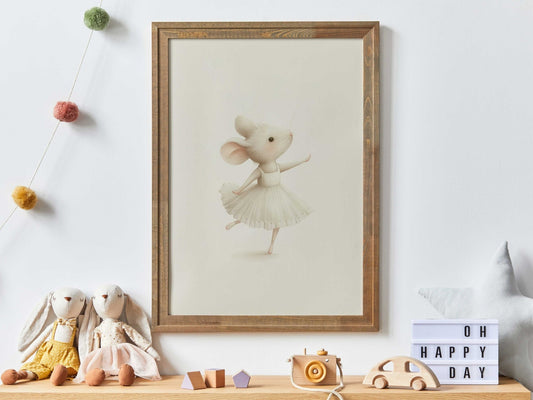 Ballerina Nursery Decor, Cute Mouse Nursery Print, Ballet Nursery Art, Ballerina Print, Vintage Girls Room Decor, PRINTABLE Girl Wall Art - My Store