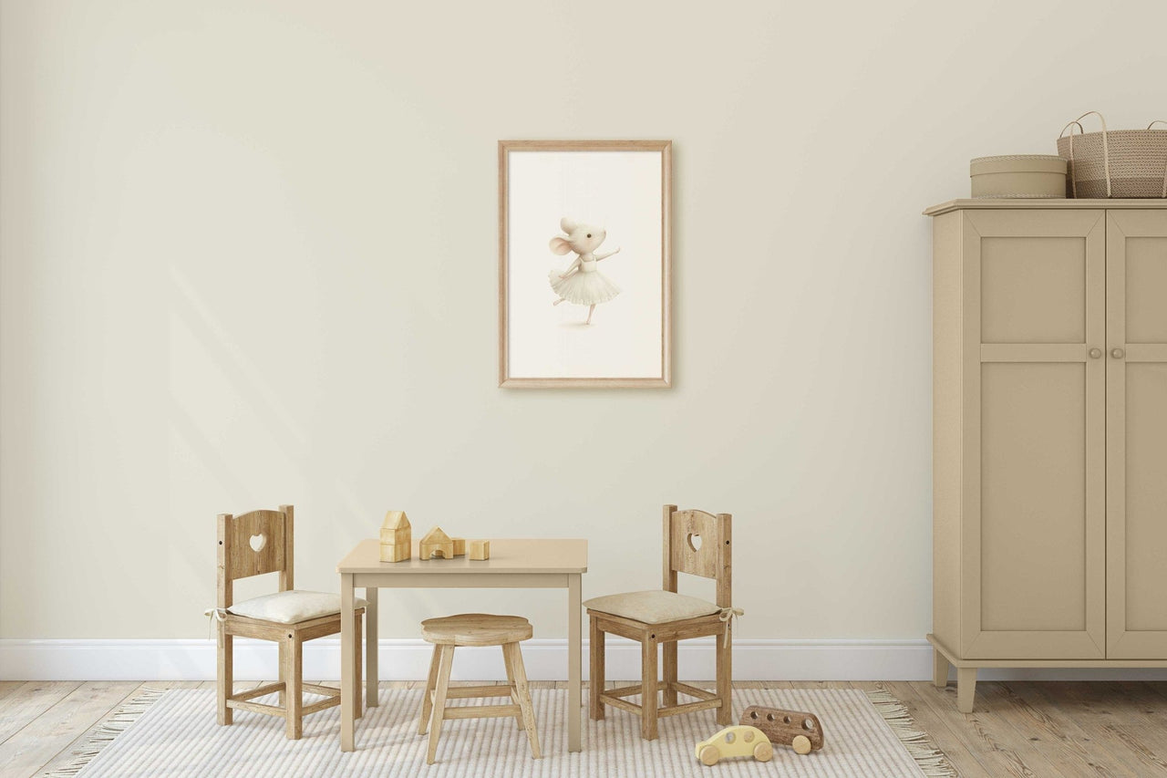 Ballerina Mouse Wall Art – Animal Nursery Print