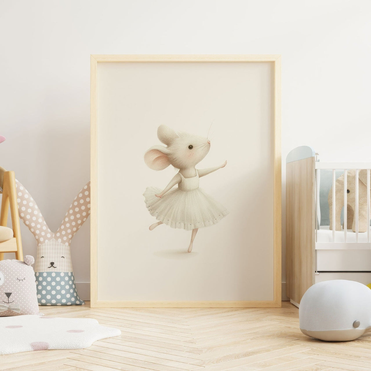 Ballerina Mouse Wall Art – Animal Nursery Print