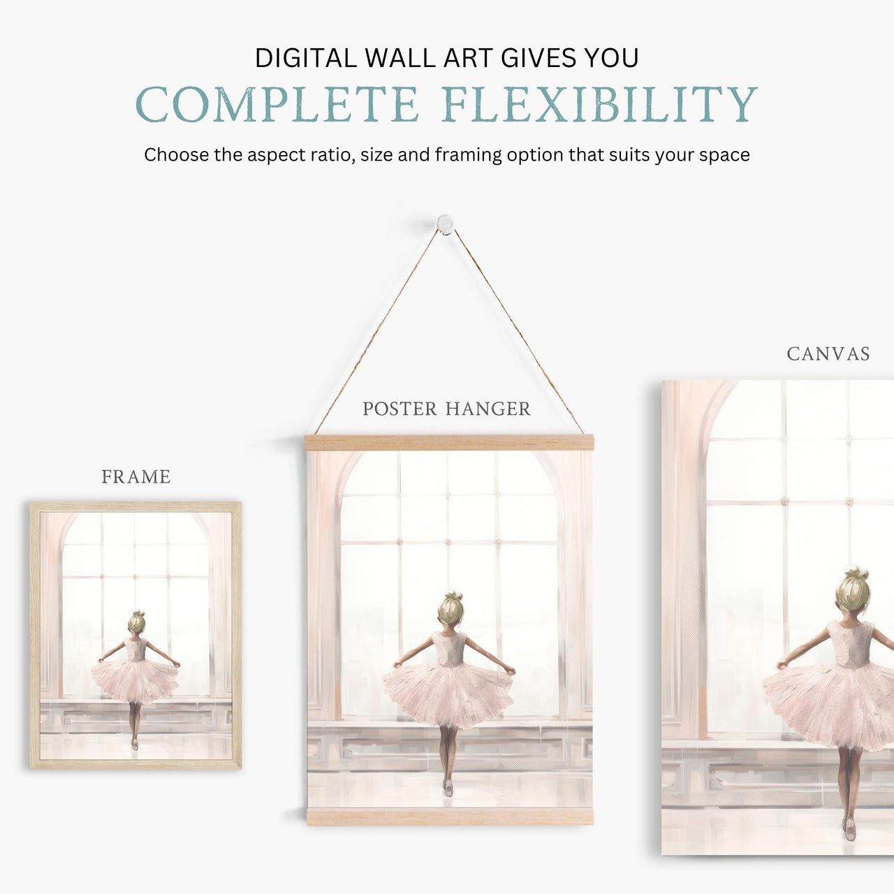 Ballerina Wall Art – Ballet Girls Room Decor • Set of 3
