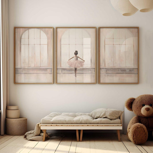 Ballerina Nursery Prints, Ballet Wall Decor, Pink Girl's Room - WildfieldPrints