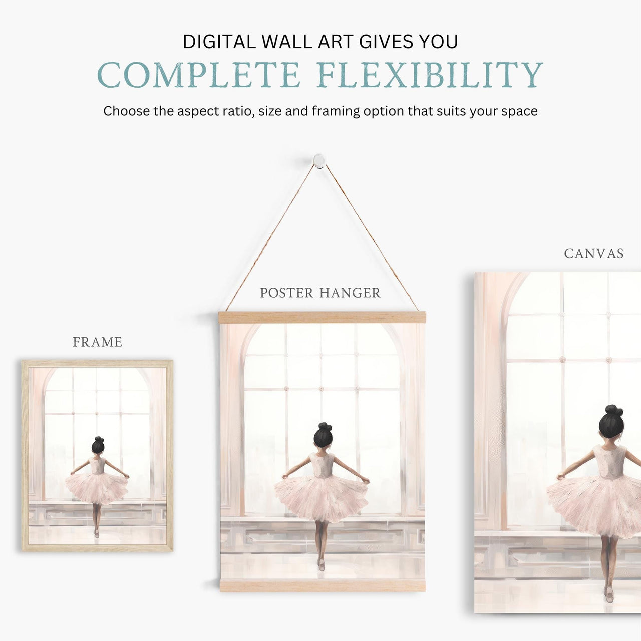 Ballerina Wall Art – Ballet Girls Room Print • Set of 3