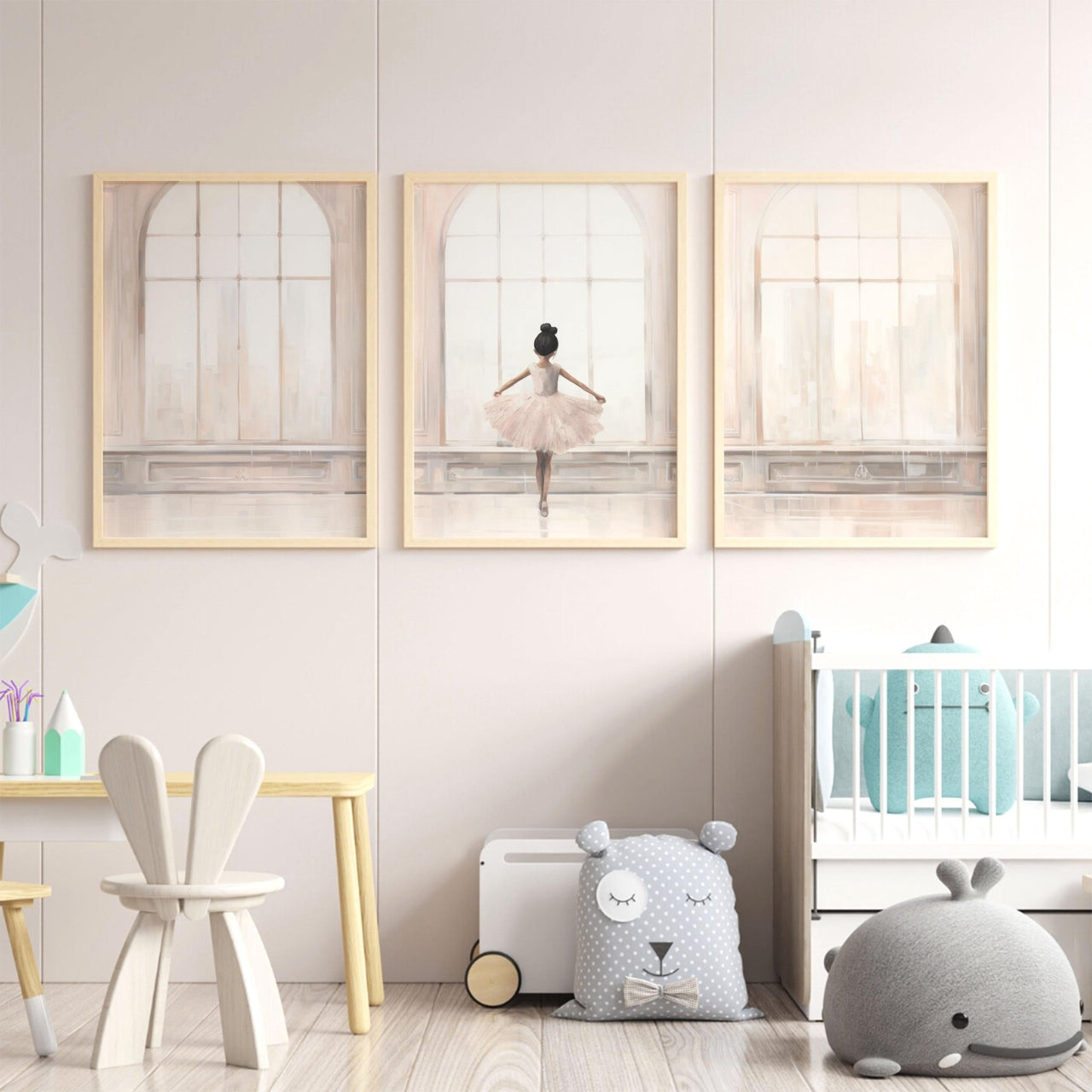 Ballerina Wall Art – Ballet Girls Room Print • Set of 3