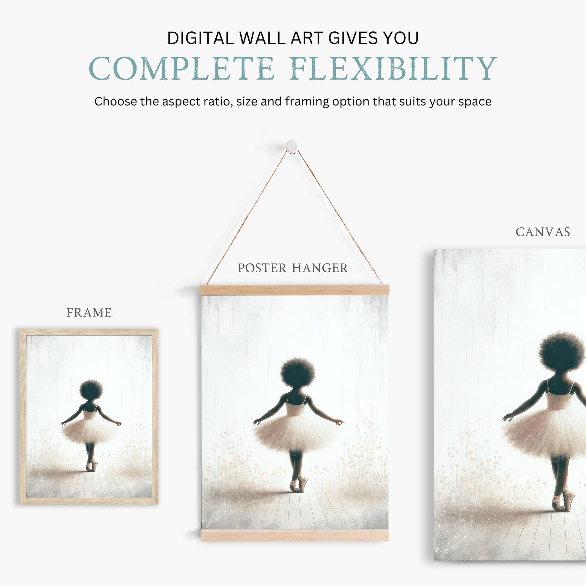 Ballet Nursery Art, Ballerina Decor for Girls, African - American Print - WildfieldPrints