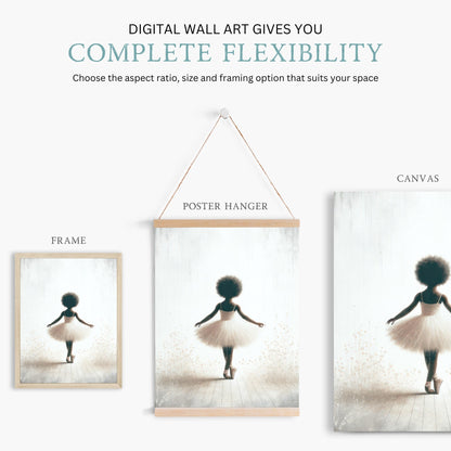 Ballet Nursery Art, Ballerina Decor for Girls, African - American Print - WildfieldPrints
