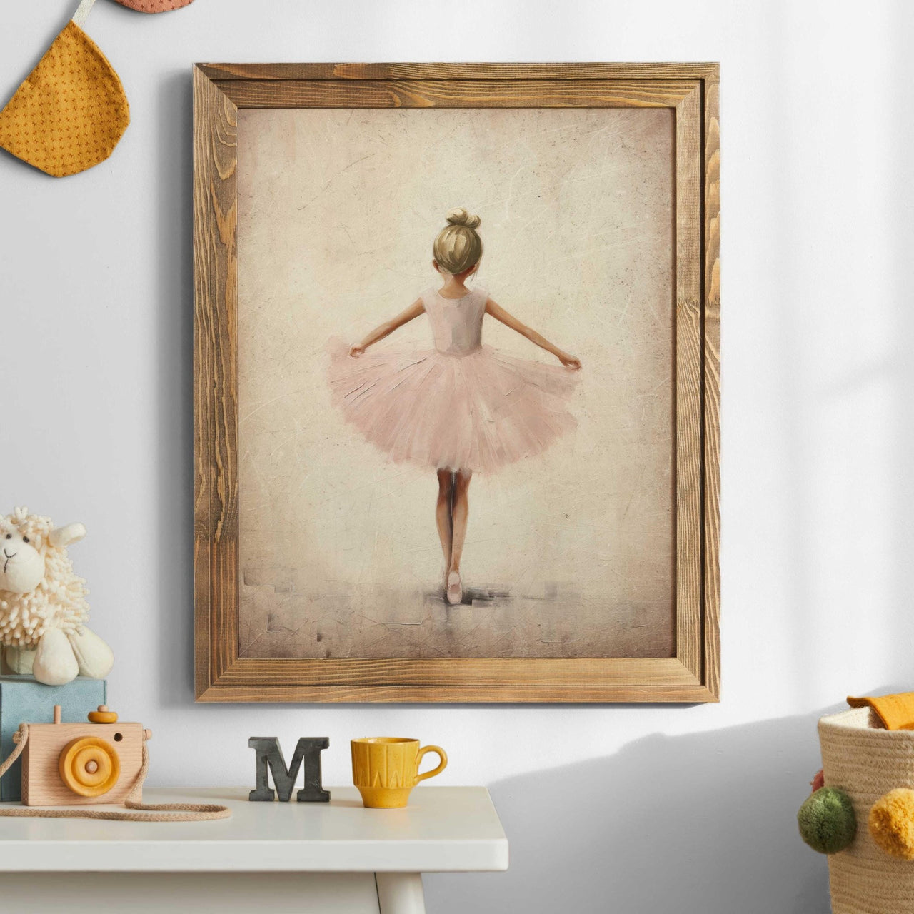 Light - Brown Hair Ballerina Wall Art – Dance Girls Room Print