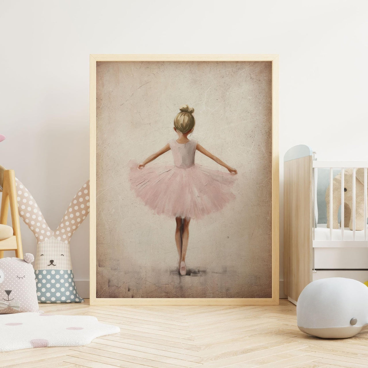 Light - Brown Hair Ballerina Wall Art – Dance Girls Room Print