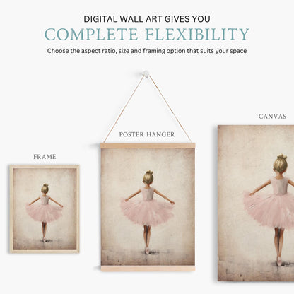 Ballet Nursery Decor, Vintage Ballerina Wall Art, Pink Girl's Room - WildfieldPrints