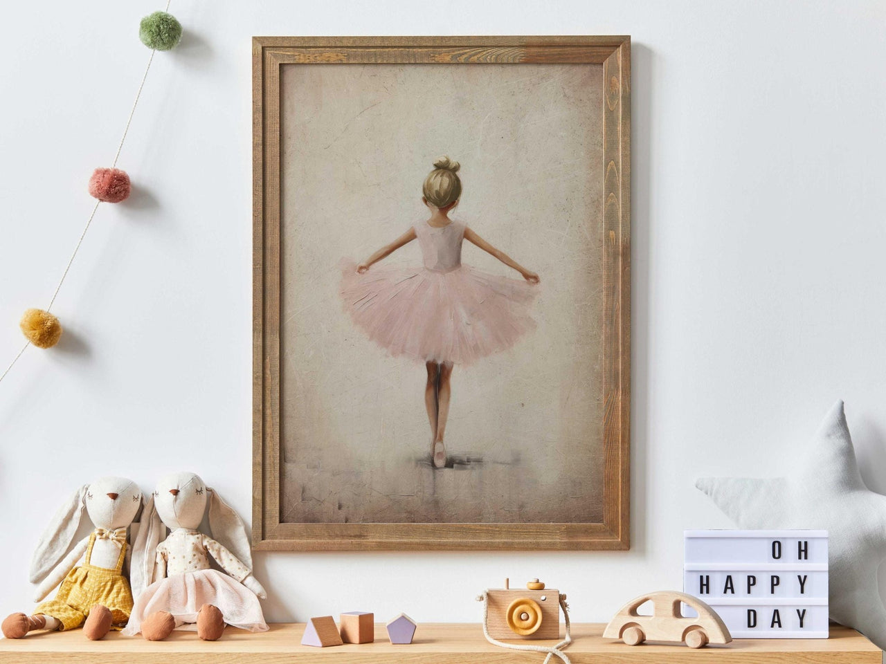 Light - Brown Hair Ballerina Wall Art – Dance Girls Room Print