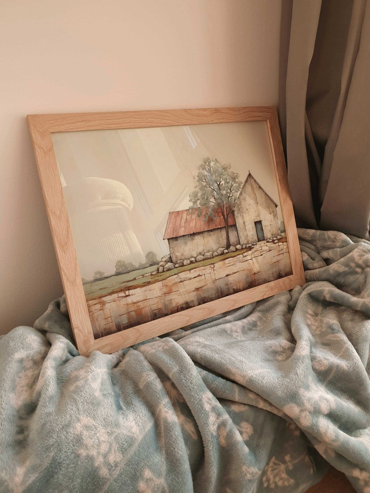 Old Stone Barn Wall Art – Farmhouse Living Room Print