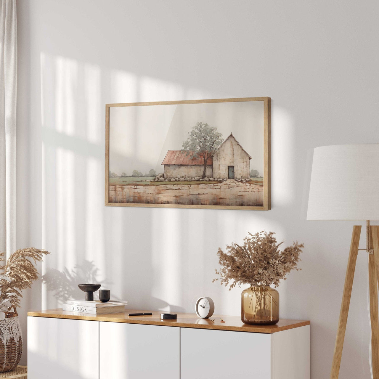 Old Stone Barn Wall Art – Farmhouse Living Room Print