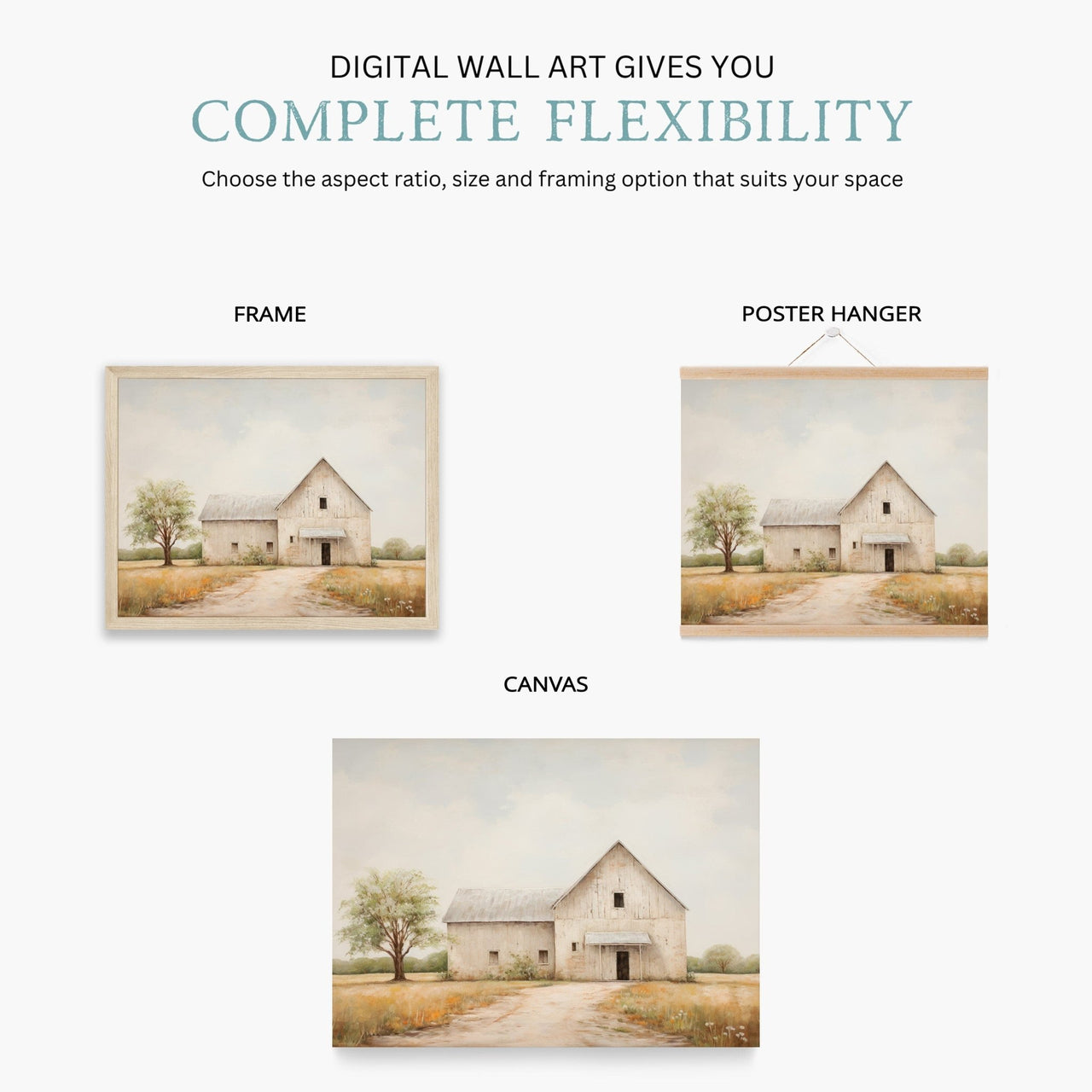 Beige Barn Wall Art – Farmhouse Nursery Print
