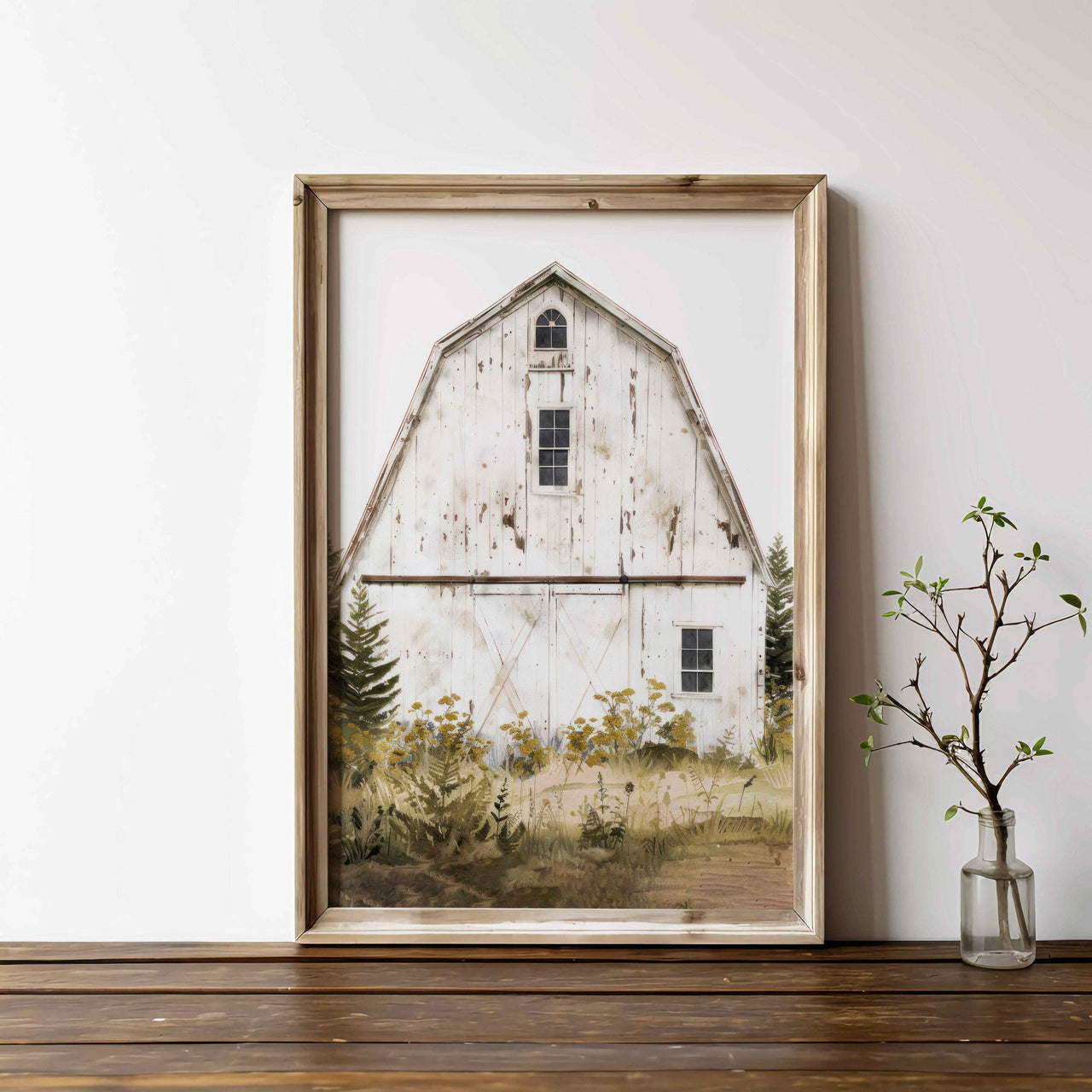 Old White Barn Wall Art – Farmhouse Nursery Decor Print
