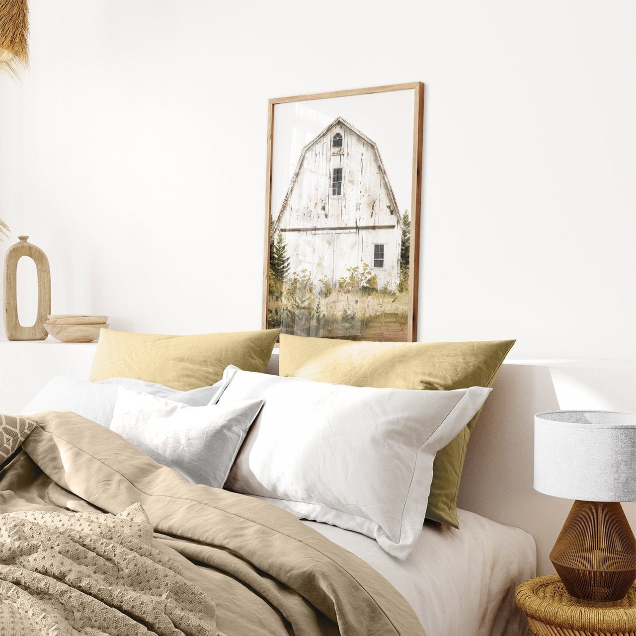Old White Barn Wall Art – Farmhouse Nursery Decor Print
