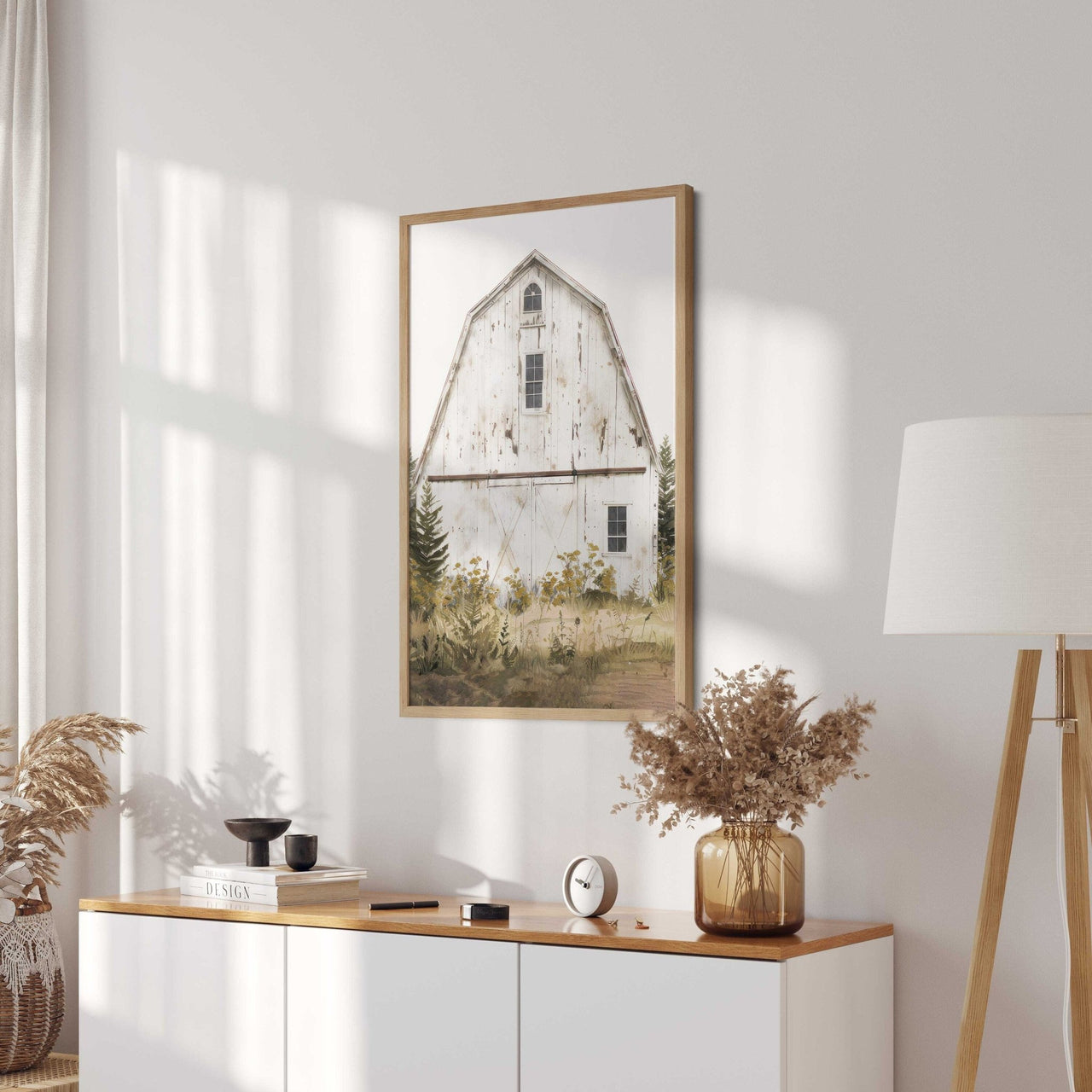 Old White Barn Wall Art – Farmhouse Nursery Decor Print
