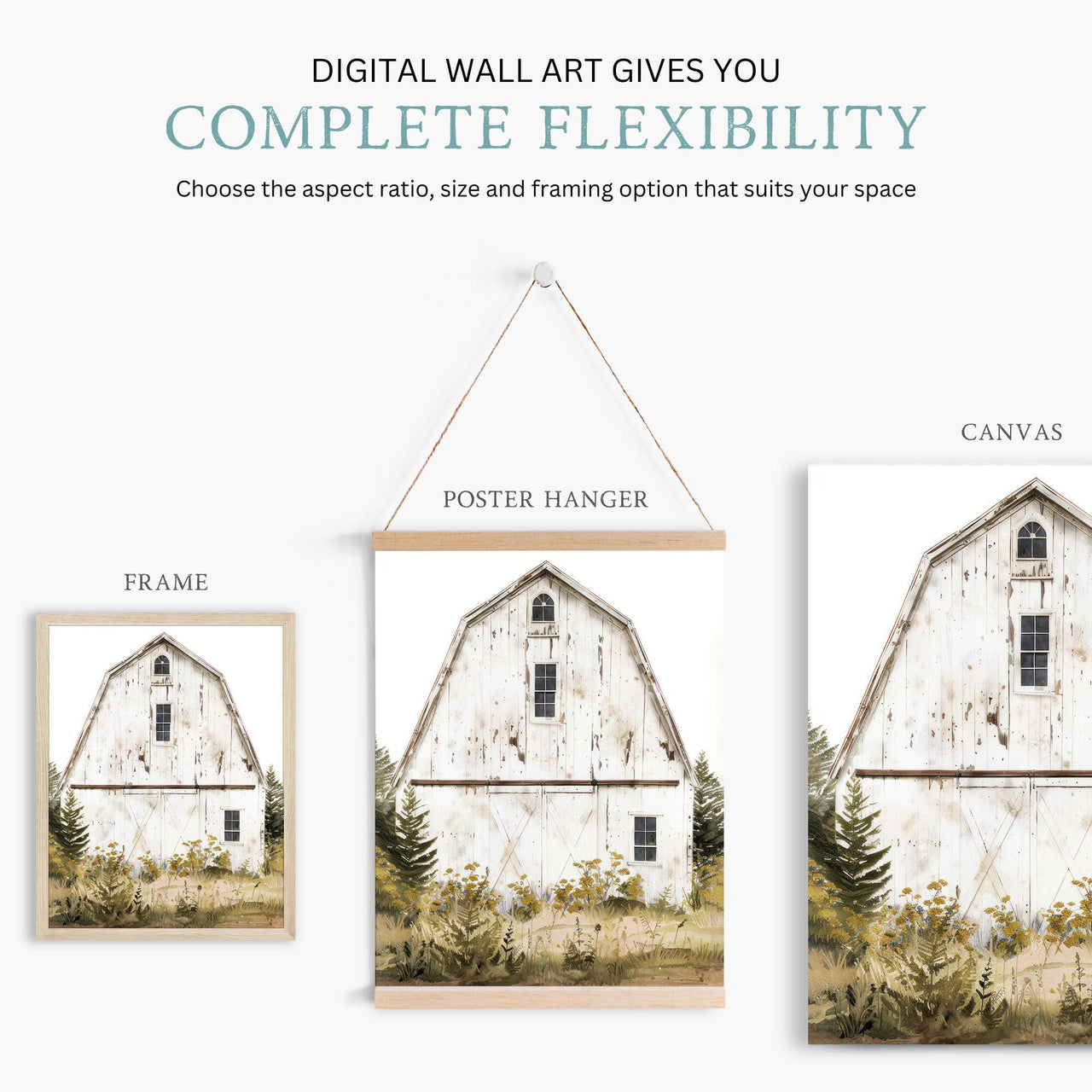 Old White Barn Wall Art – Farmhouse Nursery Decor Print