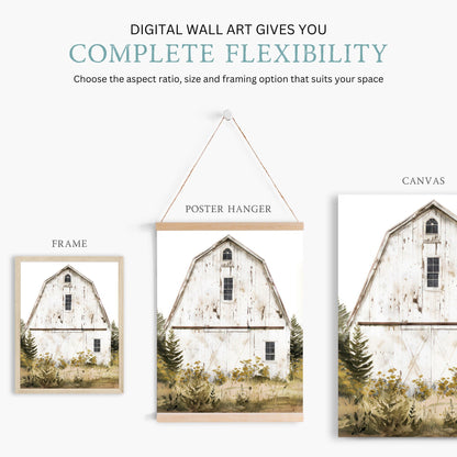 Barn Print, Rustic Farmhouse Artwork, Vintage Countryside Decor - WildfieldPrints