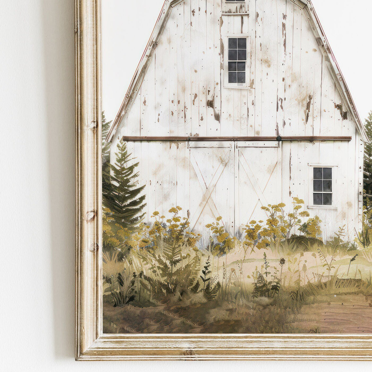 Old White Barn Wall Art – Farmhouse Nursery Decor Print