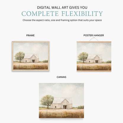Barn Print, Rustic Farmhouse Wall Decor, Vintage Countryside Art - WildfieldPrints