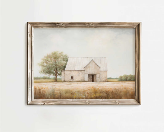 Barn Print, Rustic Farmhouse Wall Decor, Vintage Countryside Art - WildfieldPrints