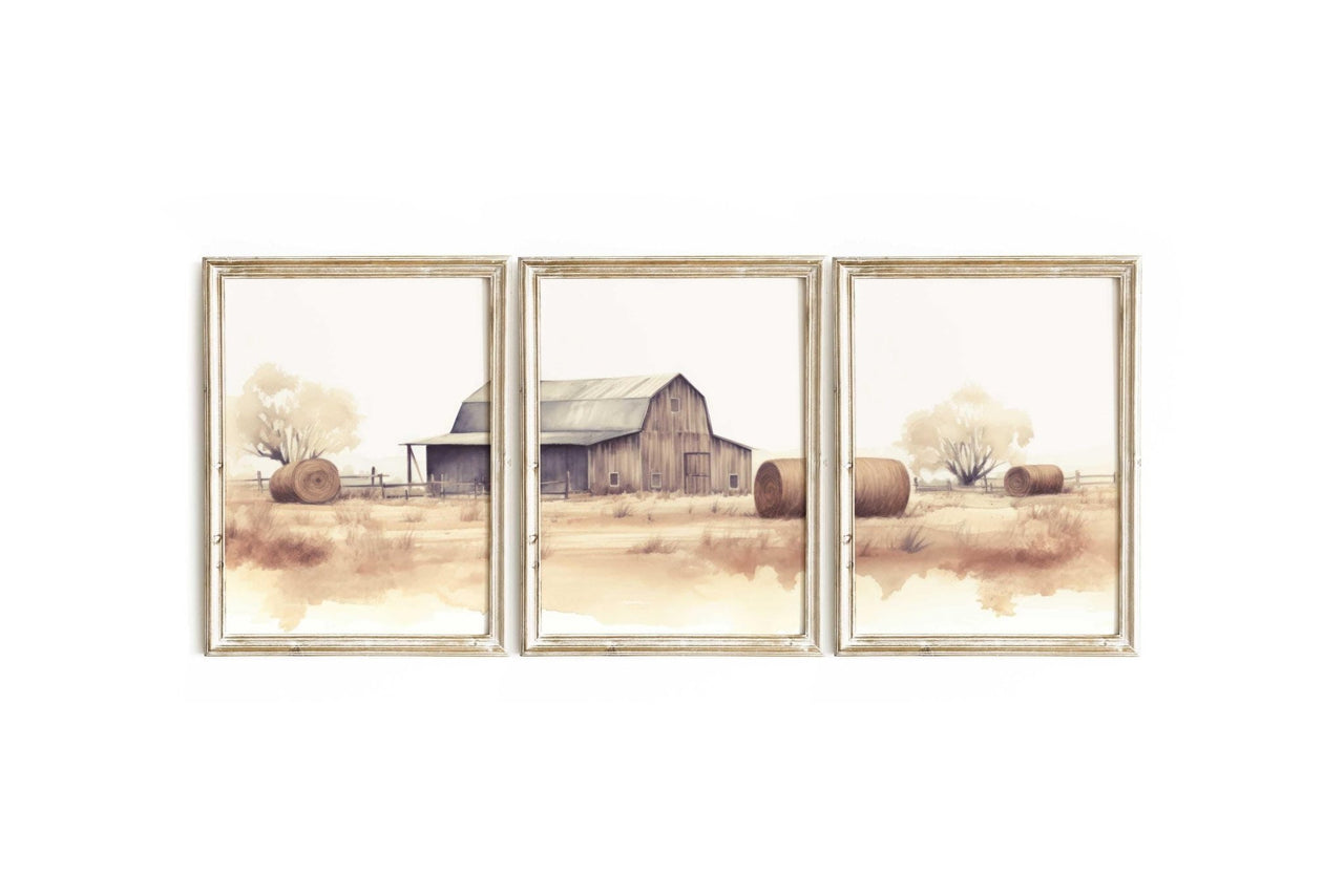 Barn Print – Country Nursery Wall Art for Kids Room • Set of 3