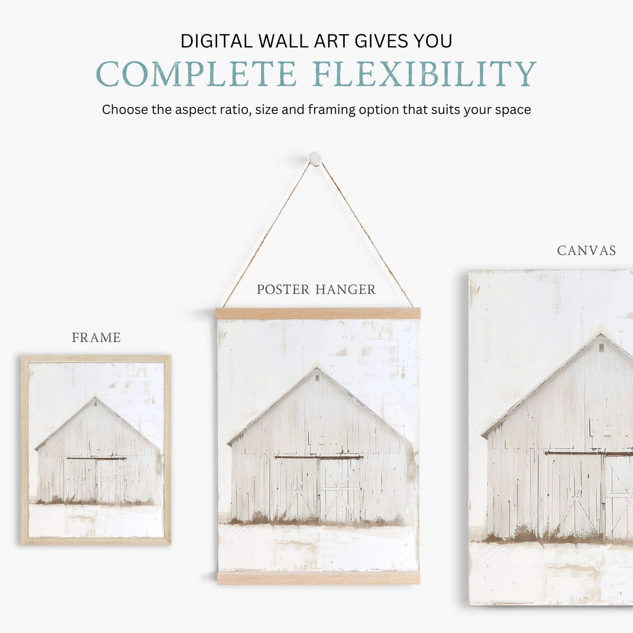 White Barn Wall Art – Farm Nursery Print