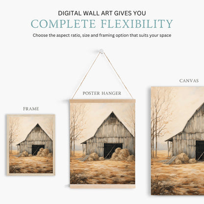 Barn Wall Decor, Rustic Farmhouse Art, Vintage Countryside Print - WildfieldPrints