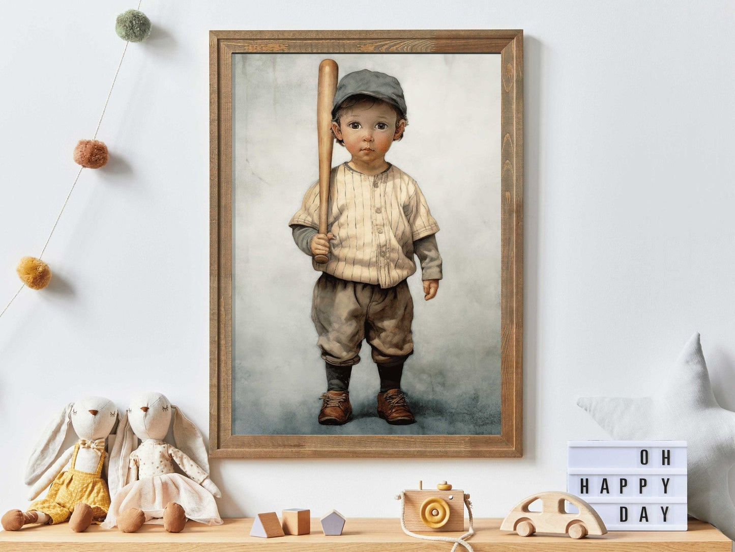 Baseball Nursery Print, Unique Vintage Wall Decor, Sports Room Art - WildfieldPrints