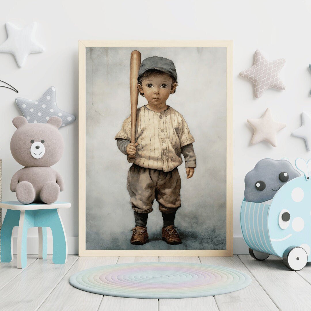 Baseball Nursery Print, Unique Vintage Wall Decor, Sports Room Art - WildfieldPrints