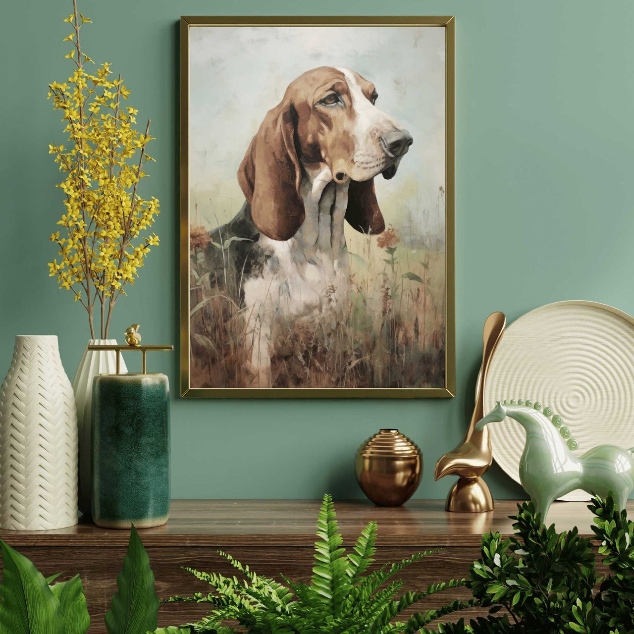 Basset Hound Wall Art – Dog Living Room Print