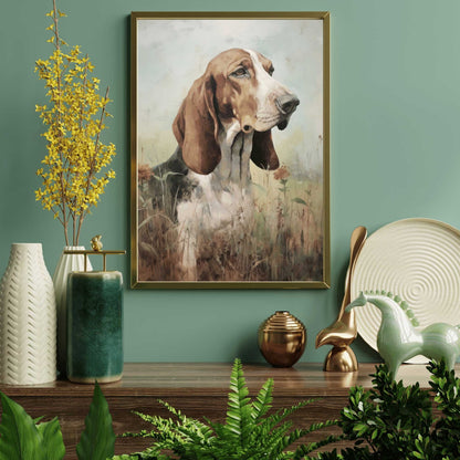Basset Hound Wall Art, Gift for Dog Lovers, Pet Portrait Decor - WildfieldPrints