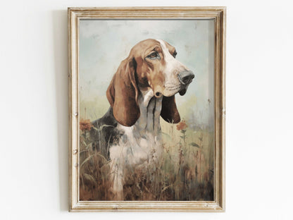 Basset Hound Wall Art, Gift for Dog Lovers, Pet Portrait Decor - WildfieldPrints