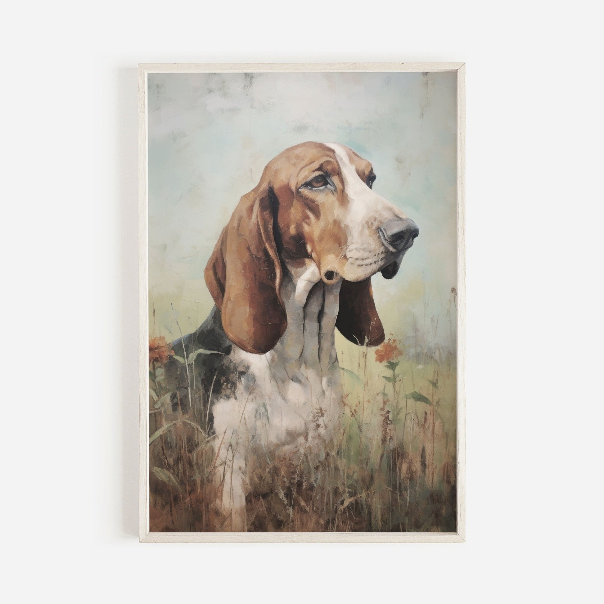 Basset Hound Wall Art, Gift for Dog Lovers, Pet Portrait Decor - WildfieldPrints