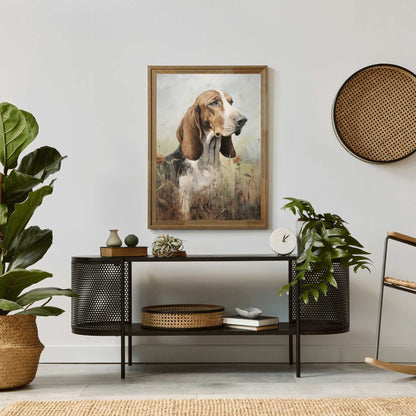 Basset Hound Wall Art, Gift for Dog Lovers, Pet Portrait Decor - WildfieldPrints