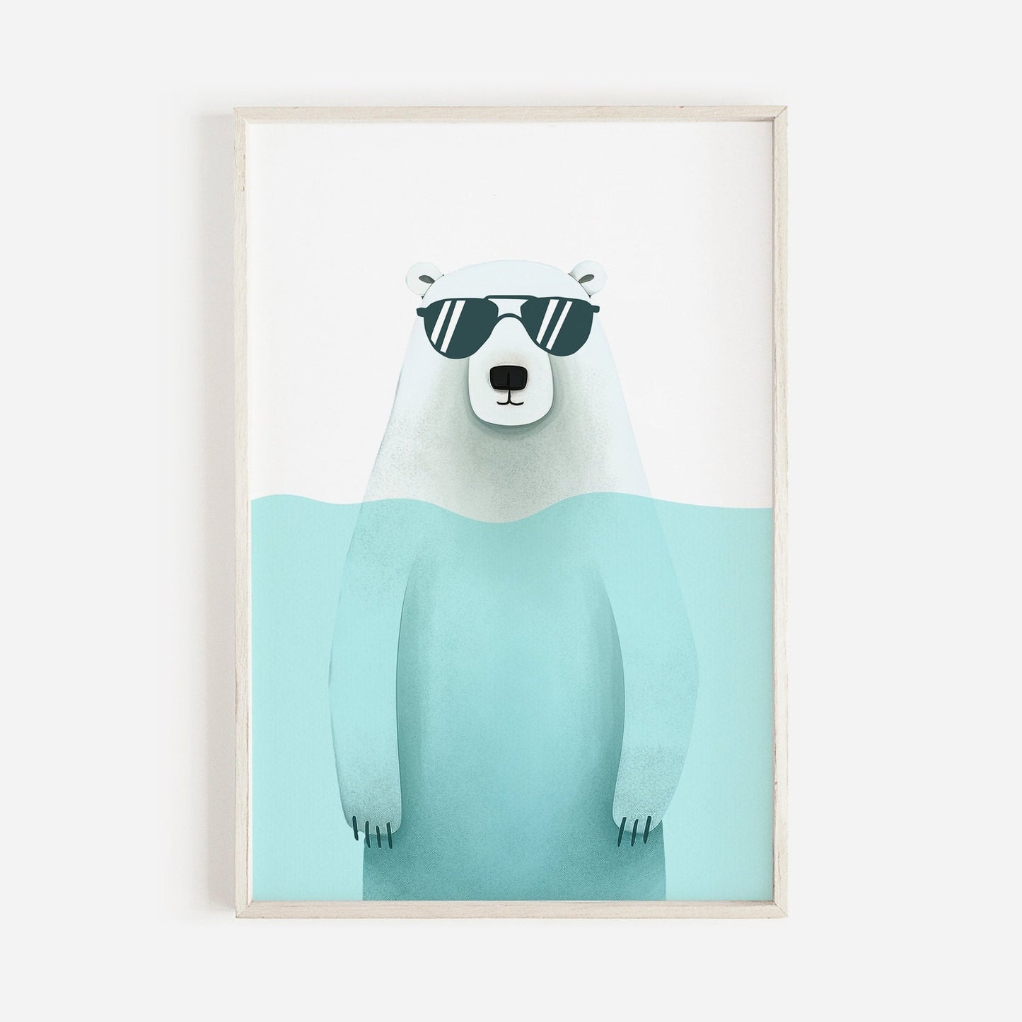 Bathing Animals Wall Art, Cool Boy's Room Decor, Polar Bear Print - WildfieldPrints