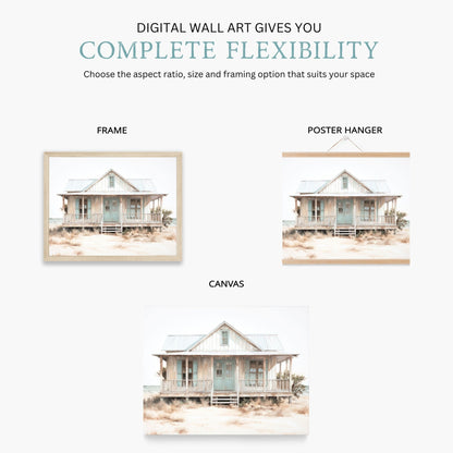 Beach House Wall Art, Vintage Coastal Decor, Rustic Beach Painting - WildfieldPrints