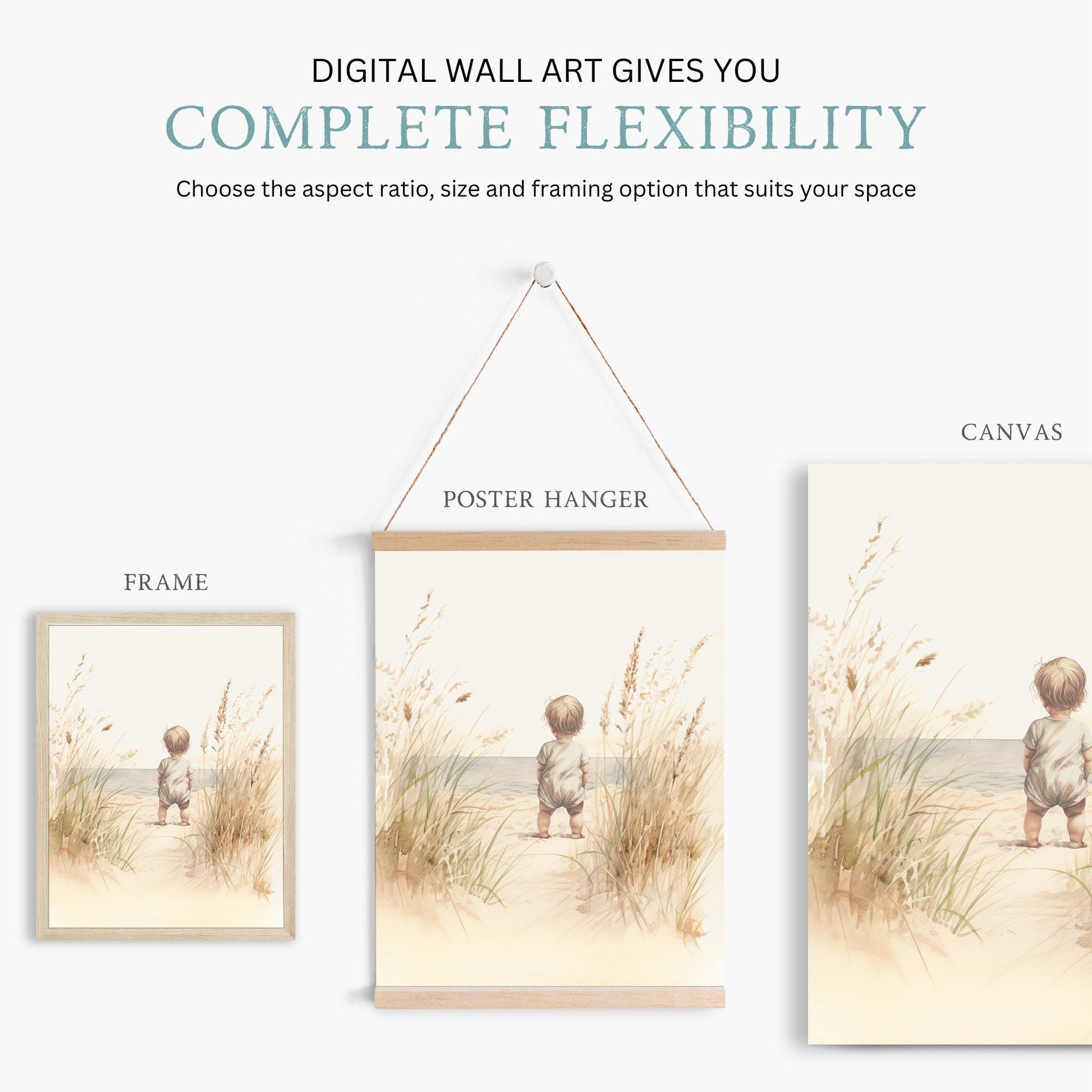 Beach Nursery Art, Coastal Room Decor, Toddler Girl Portrait - WildfieldPrints