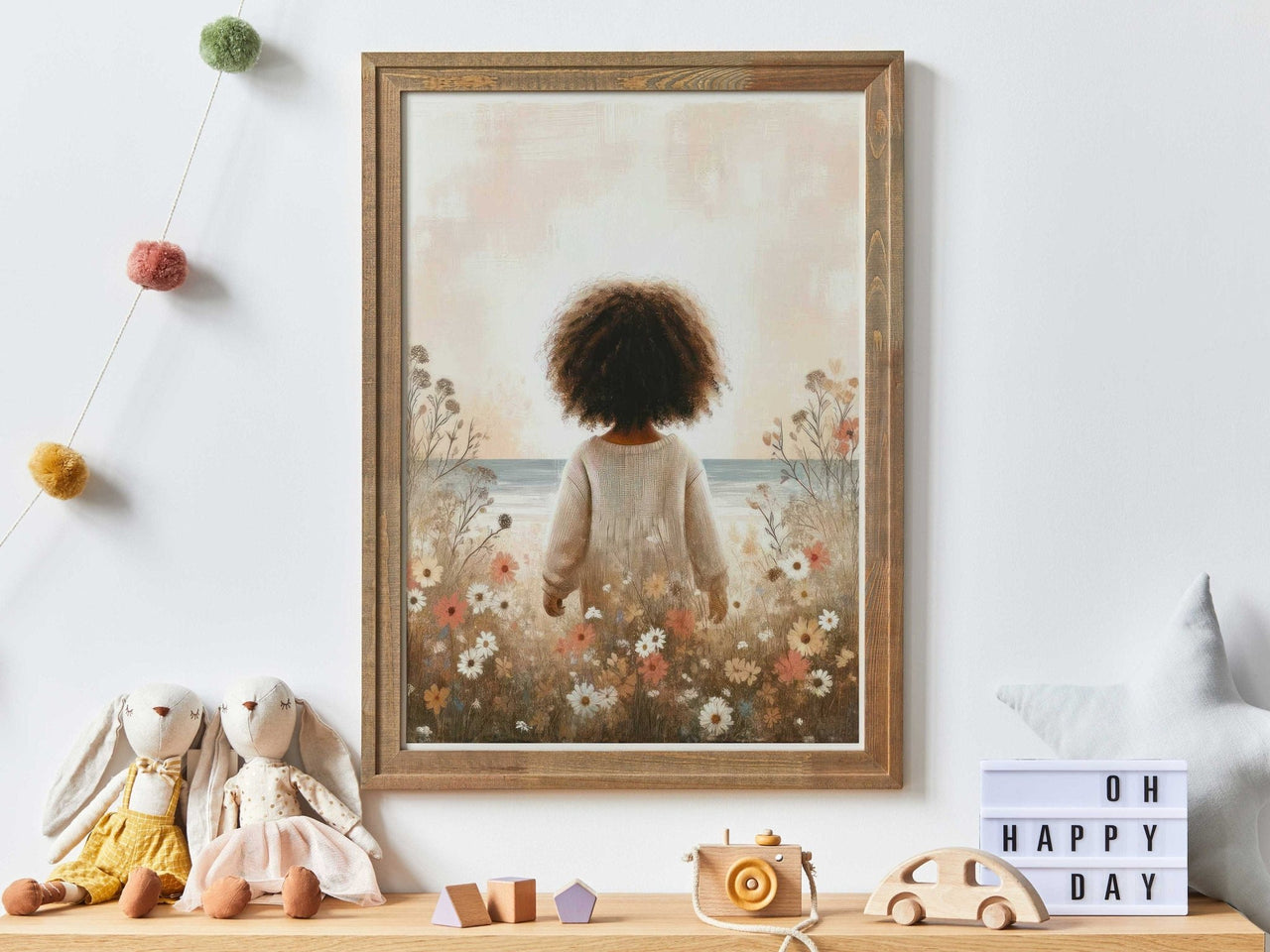 African Toddler Girl Wall Art – Ocean Nursery Print for Girls