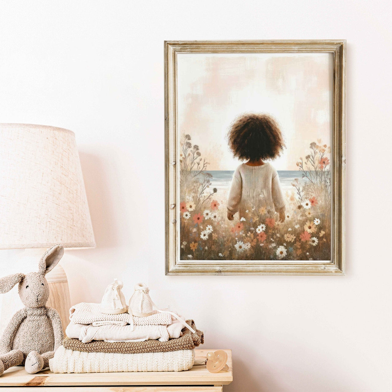 African Toddler Girl Wall Art – Ocean Nursery Print for Girls
