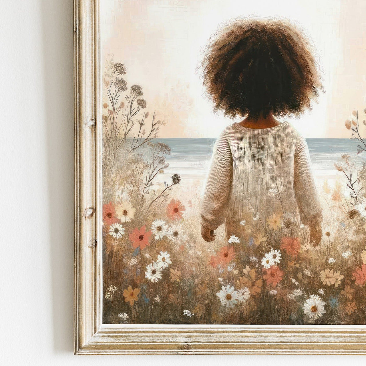 African Toddler Girl Wall Art – Ocean Nursery Print for Girls