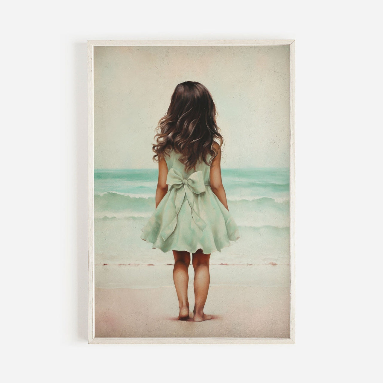 Little Girl Beach Print – Coastal Nursery Wall Art for Girls