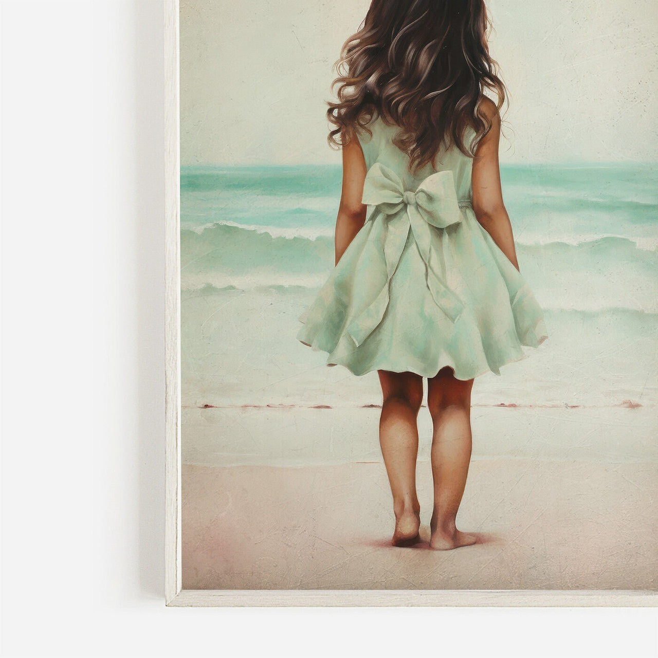 Little Girl Beach Print – Coastal Nursery Wall Art for Girls