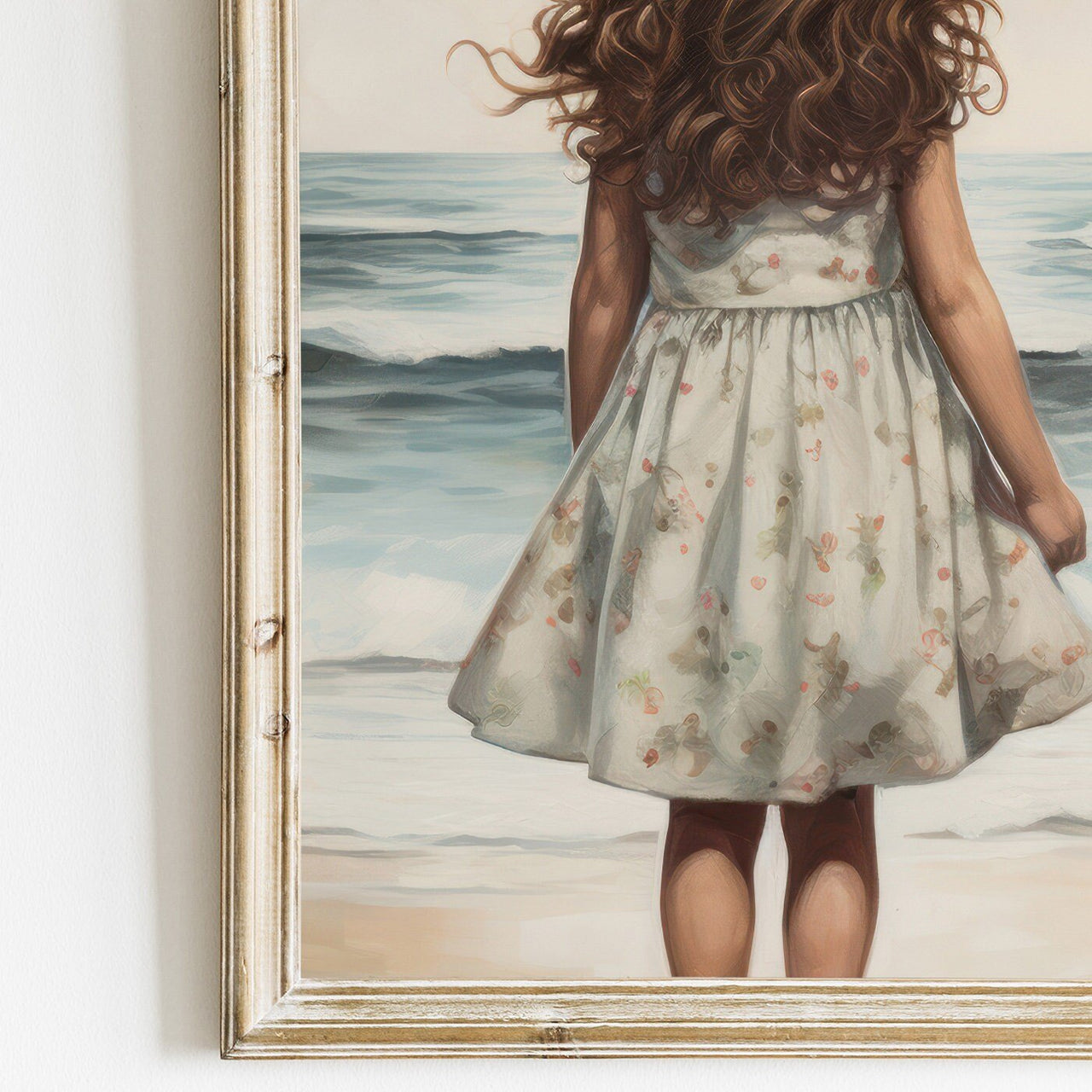 Little Girl Beach Wall Art – Ocean Nursery Print for Girls