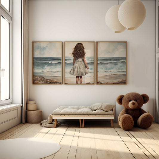 Ocean Wall Art – Beach Girls Room Decor • Set of 3