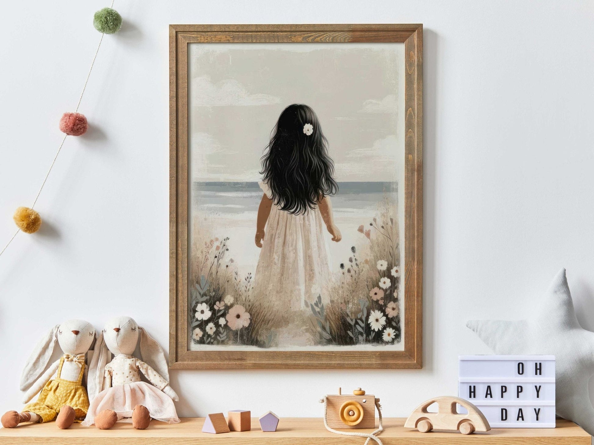 Beach Nursery Print, Coastal Girls Room Decor, Girly Wall Art - WildfieldPrints
