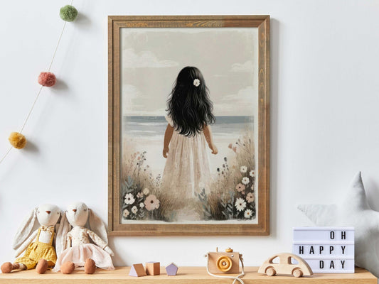 Beach Nursery Print, Coastal Girls Room Decor, Girly Wall Art - WildfieldPrints