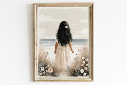 Beach Nursery Print, Coastal Girls Room Decor, Girly Wall Art - WildfieldPrints